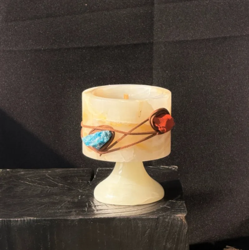 Collectible Vintage Matches - Portavelas Nórdico de Ámbar y Jade,