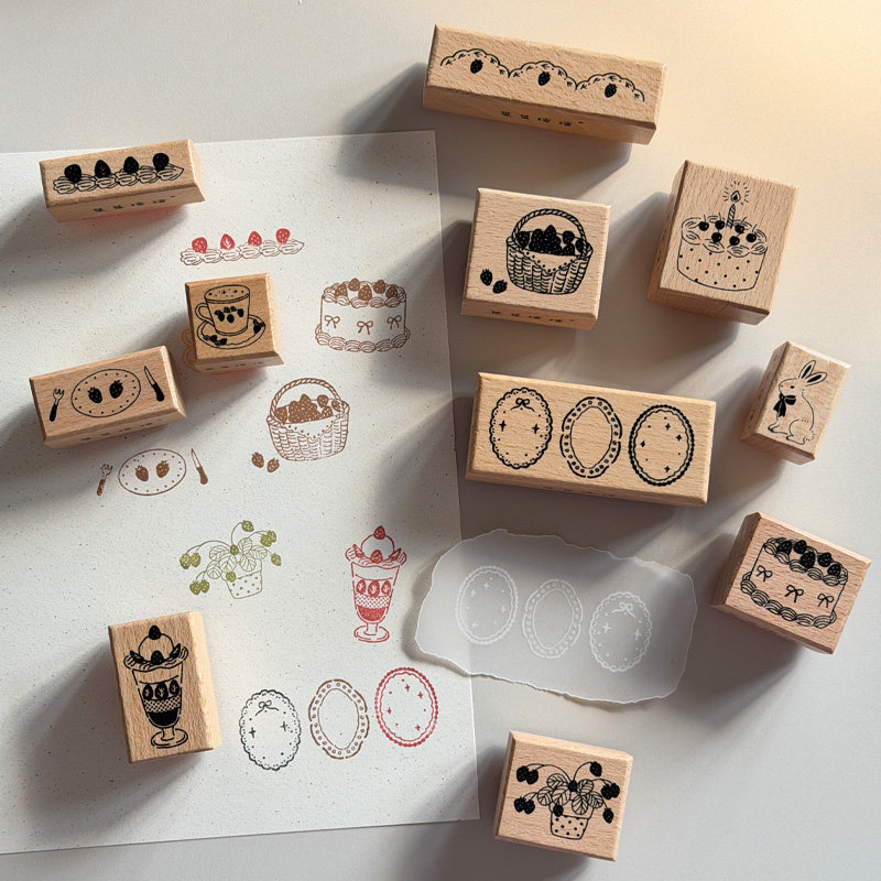 Vintage Collectible Stamps - Sello de madera vintage con diseño