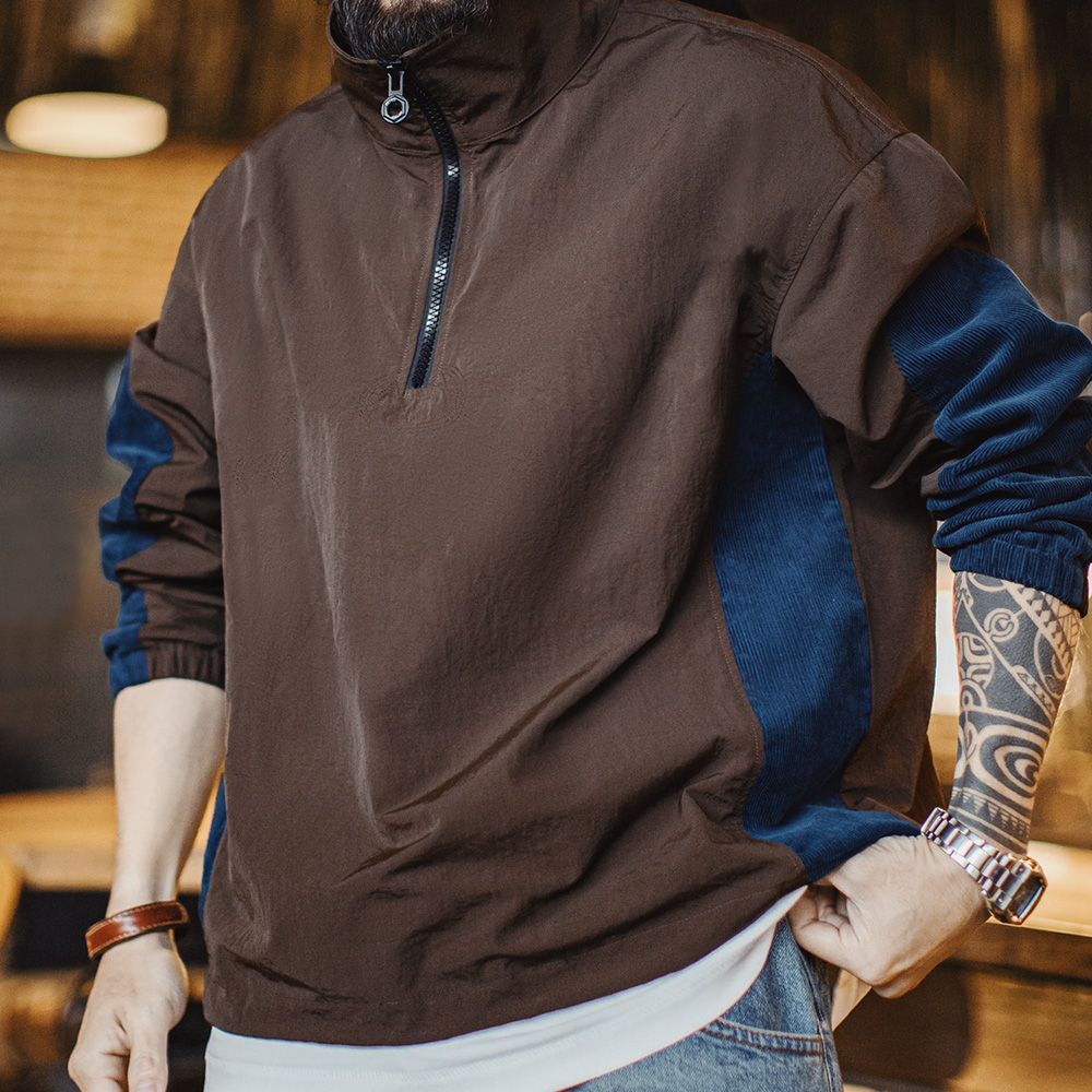 Vintage Zip Hoodie - Maden-Chaqueta Vintage de pana con bloques