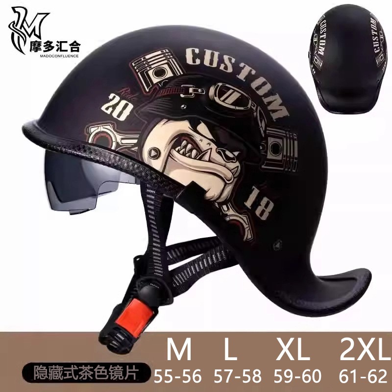 Lens Cap Vintage - Cascos de motocicleta Retro para hombre,