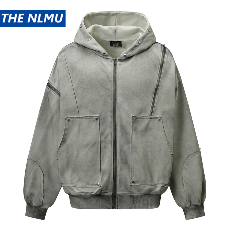 Vintage Zip Hoodie - Chaqueta con capucha Vintage para hombre,