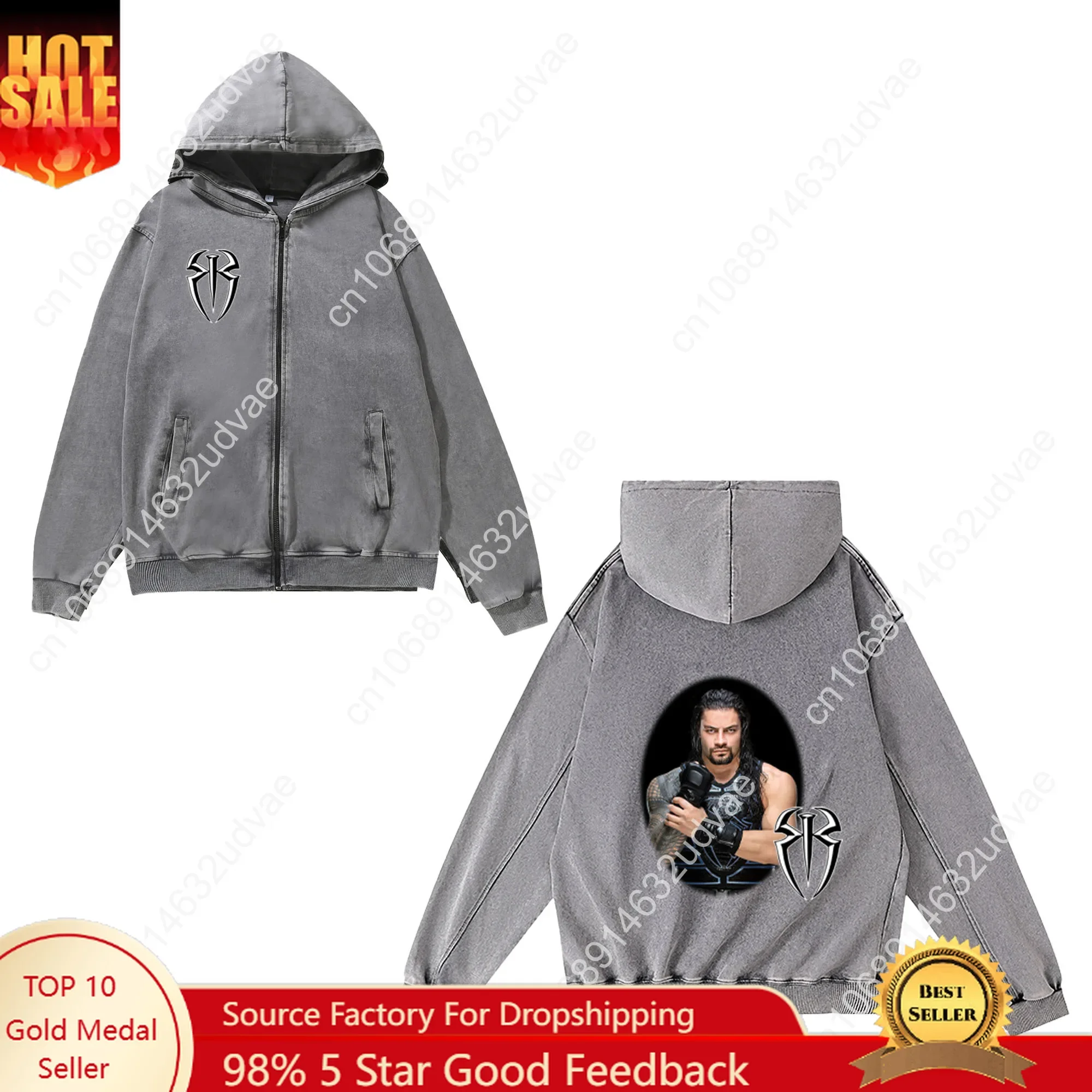 Vintage Zip Hoodie - Sudadera con cremallera Roman Reigns para