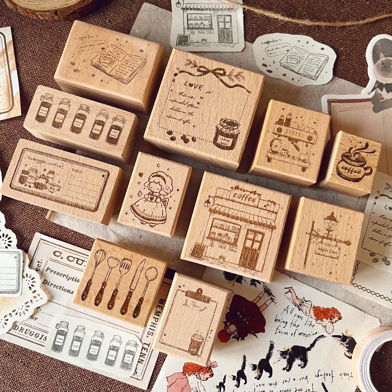 Vintage Collectible Stamps - Sello de Madera con Diseño de