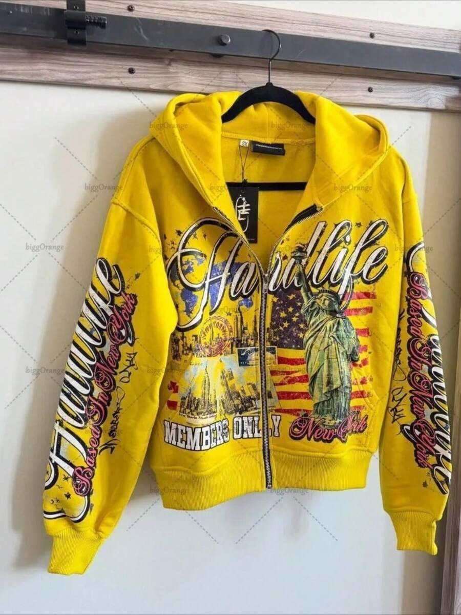 Vintage Zip Hoodie - Sudadera con capucha y cremallera estilo