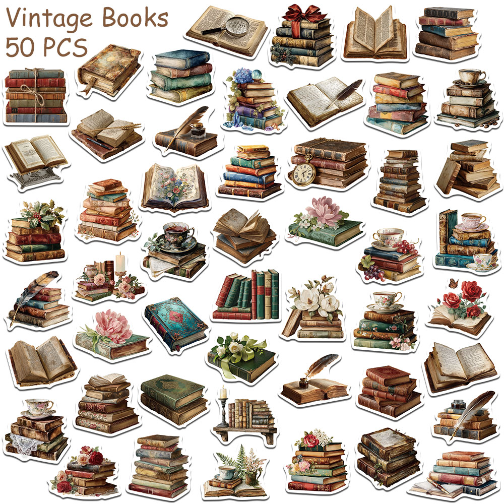 50 pegatinas vintage para libr - Vintage Things Collection reseña y precio
