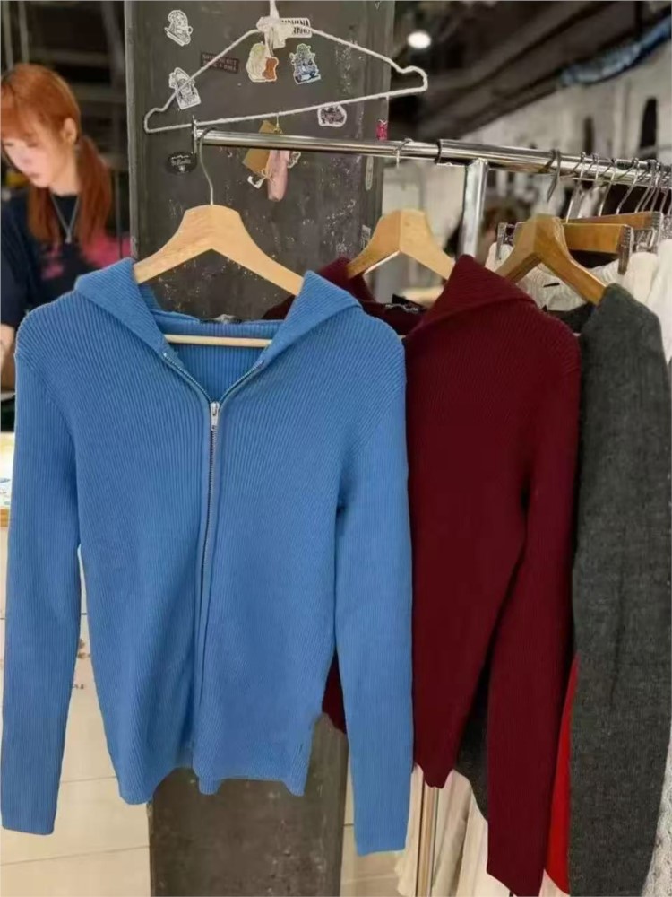 Suéteres de punto azules para  - Vintage Zip Hoodie reseña y precio