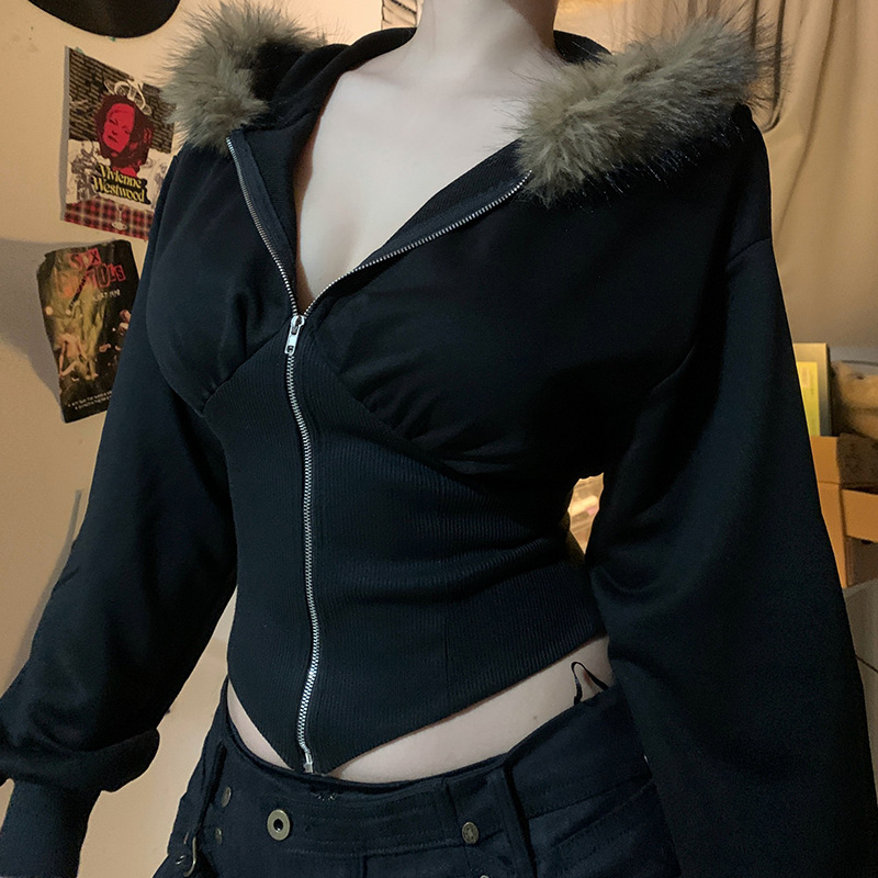 Dark Goth Otoño Invierno cuell - Vintage Zip Hoodie reseña y precio