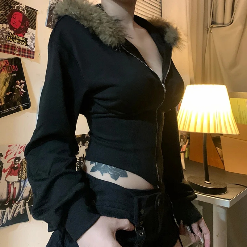 Dark Goth Otoño Invierno cuell - Vintage Zip Hoodie reseña y precio